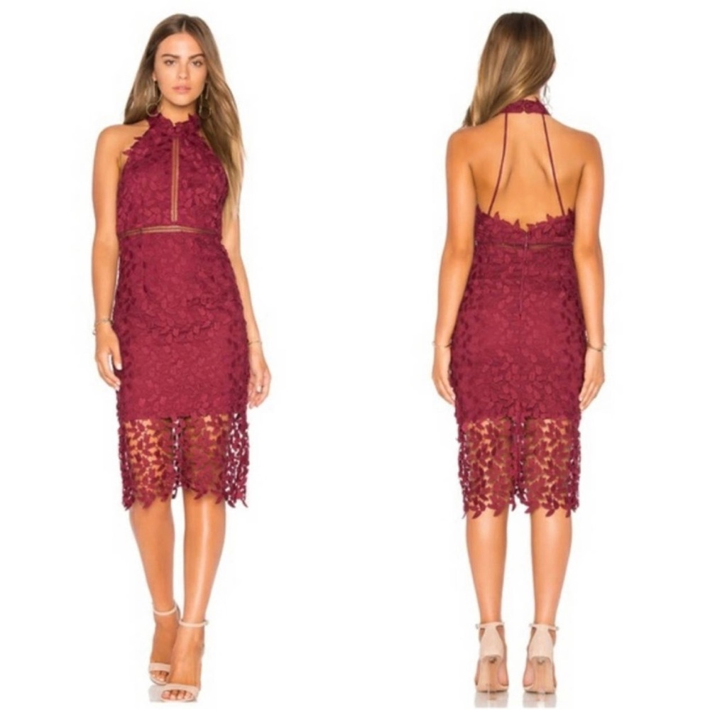 Bardot Red Lace Floral Dress